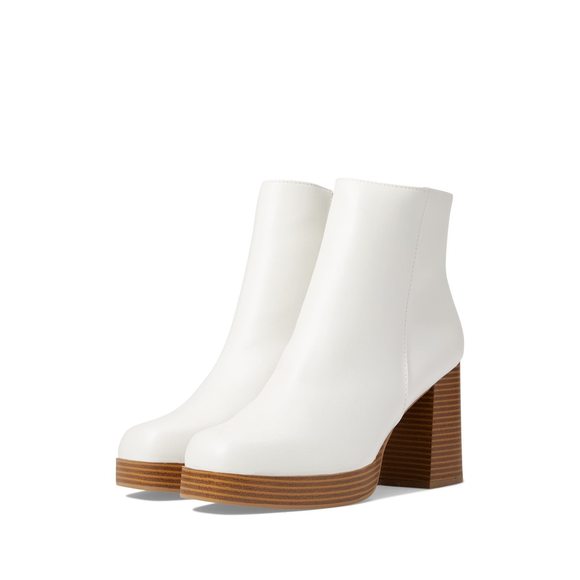 Sugar Womens Warrant Faux Leather Platform Booties White 7.5 Medium (B,M) - Picture 1 of 1